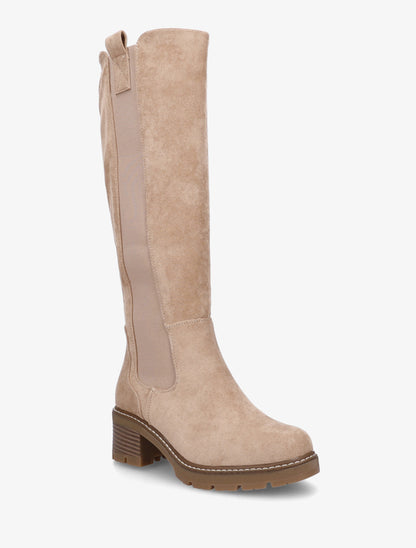 Bottes élastiquées en suédine à bout rond - Taupe - 2