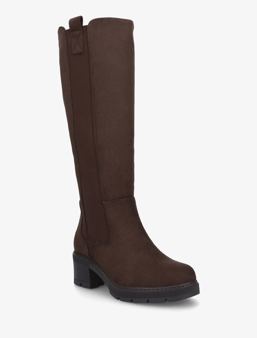 Bottes élastiquées en suédine à bout rond - Marron - 2