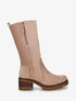 Bottines unies en suédine à zip décoratif - Taupe - 1