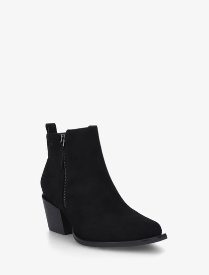 Bottines en suédine à zip décoratif et bouts pointus - Noir - 2