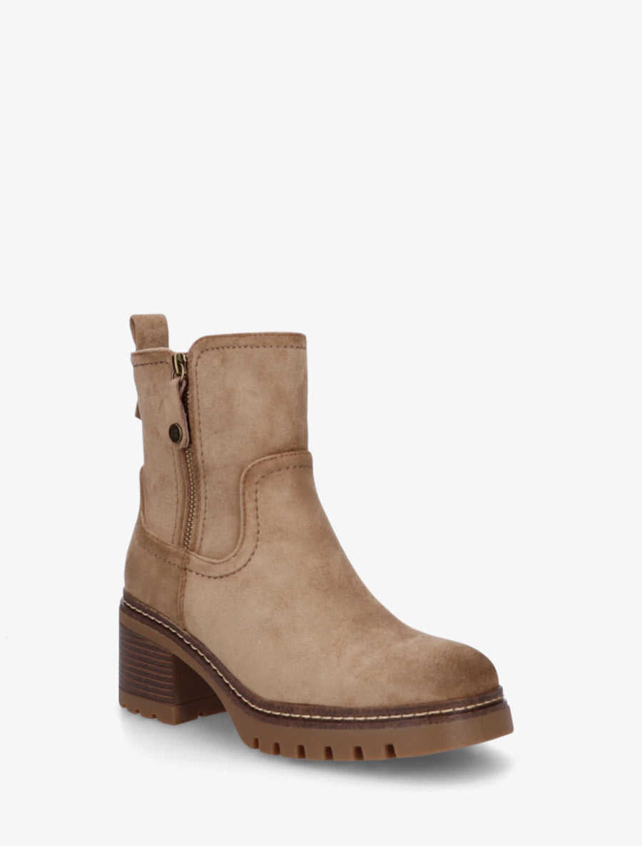 Bottines en suédine à zip décoratif - Taupe - 2