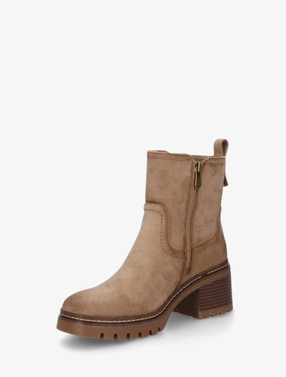 Bottines en suédine à zip décoratif - Taupe - 3