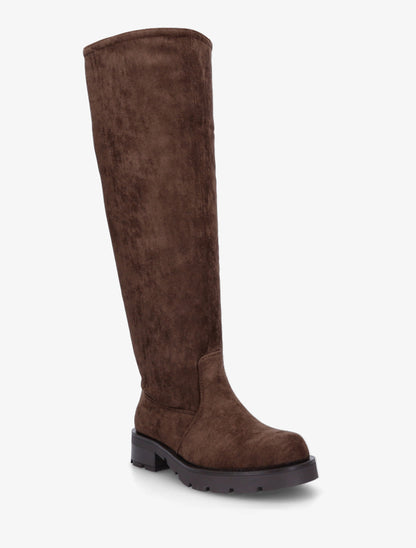 Bottes en suédine unies - Marron - 2