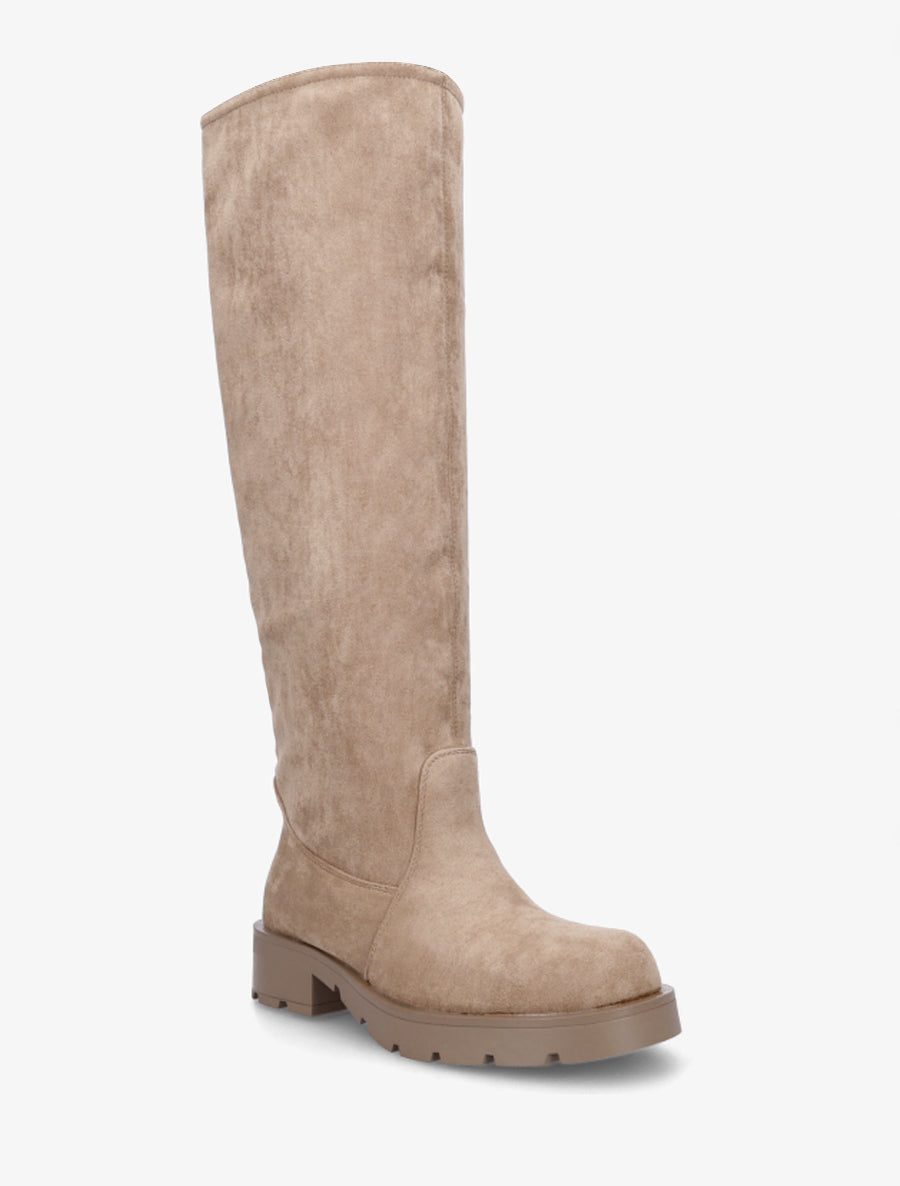 Bottes en suédine unies - Taupe - 2