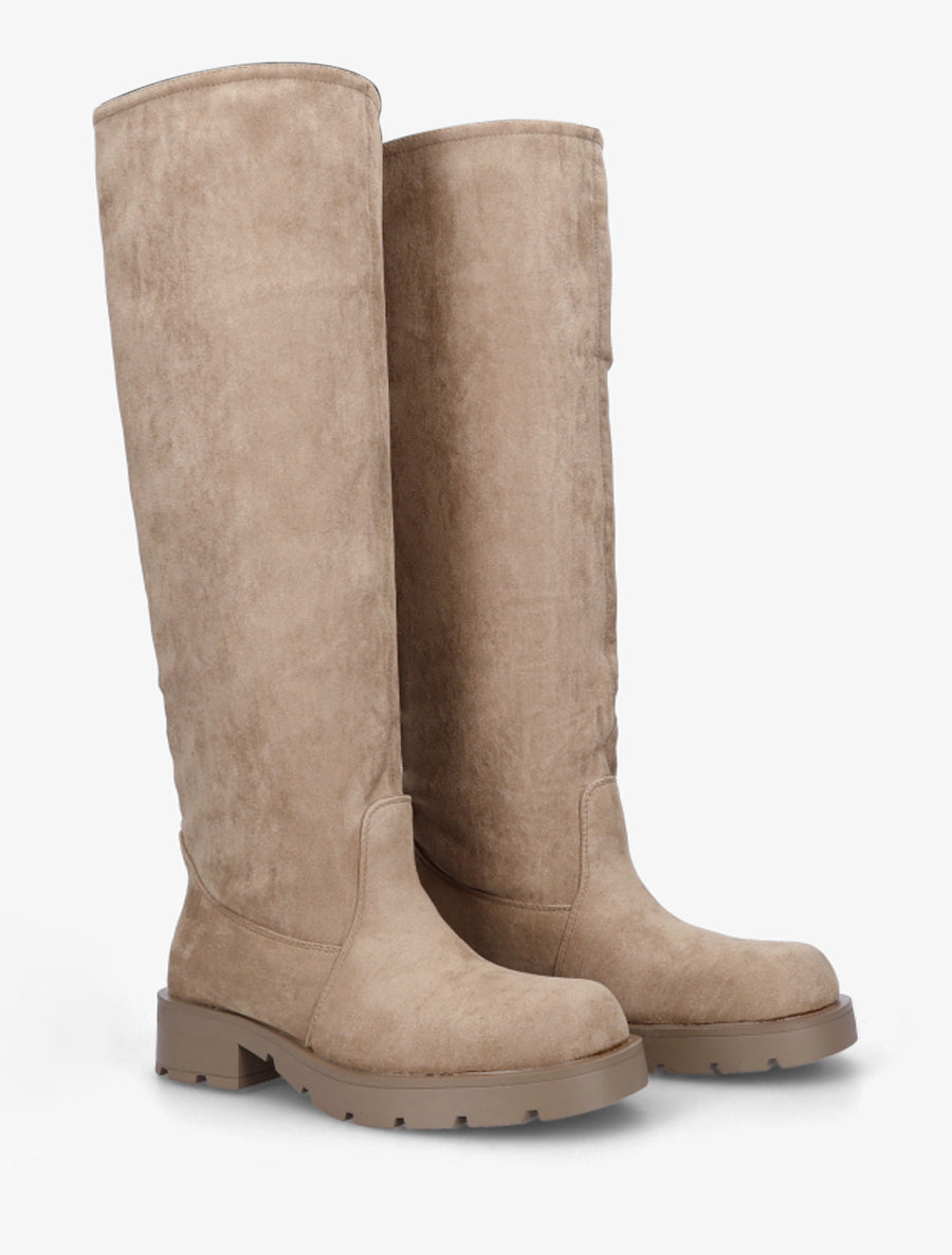 Bottes en suédine unies - Taupe - 4