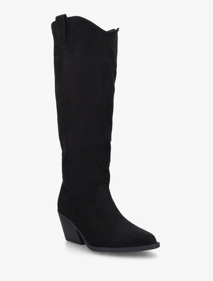 Bottes en suédine style santiag - Noir - 2