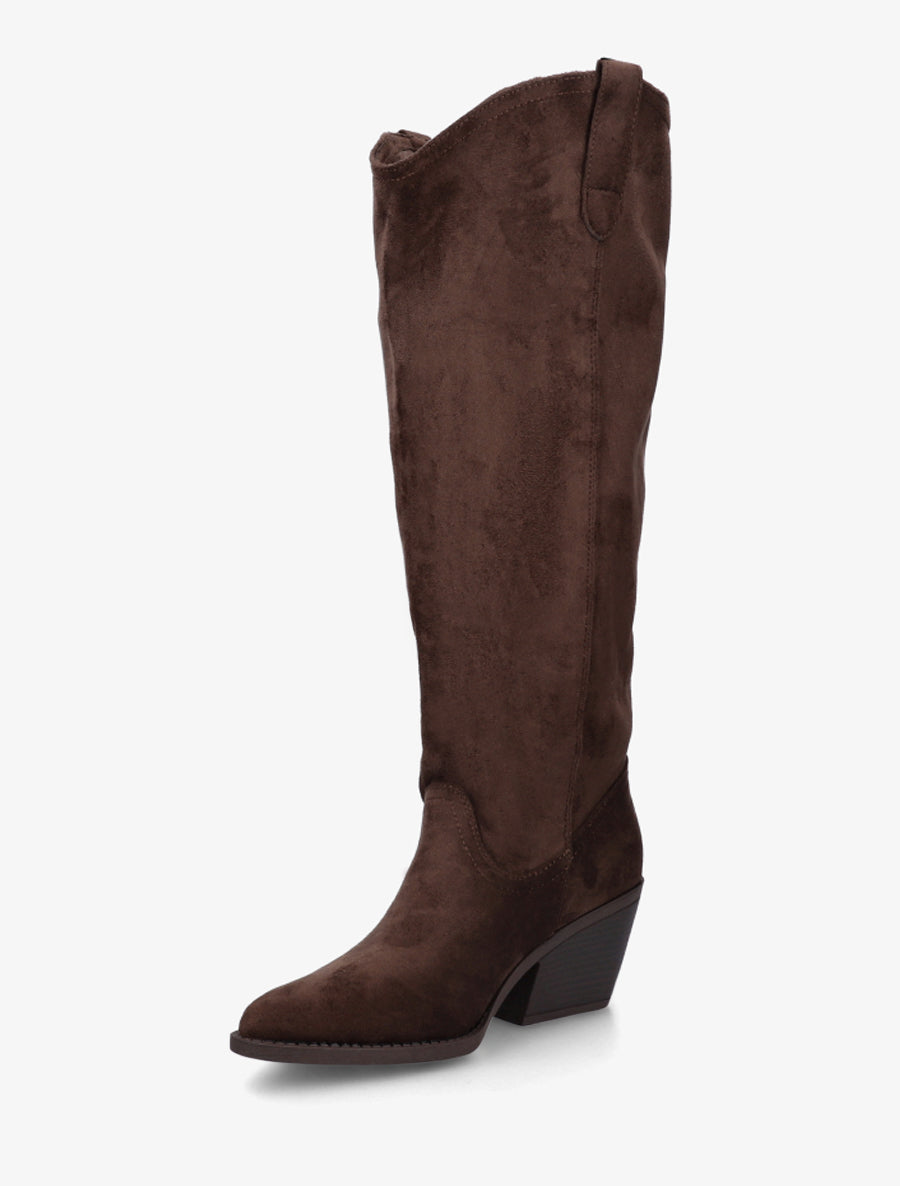 Bottes en suédine style santiag - Marron - 3