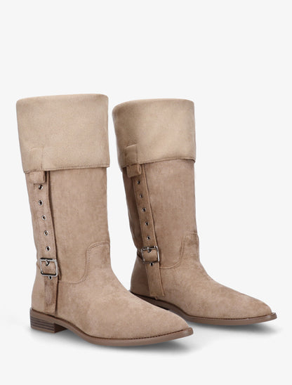 Bottines montantes en suédine à bouts pointus - Taupe - 4