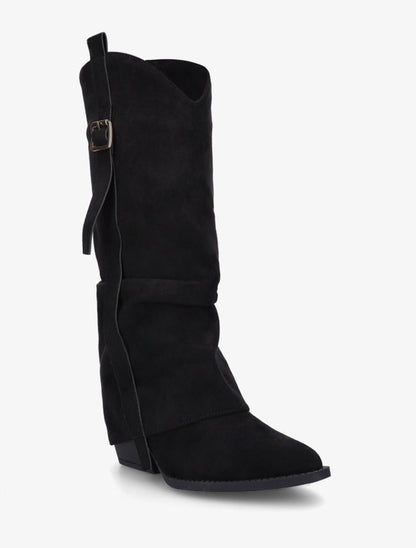 Bottes en suédine à revers - Noir - 2