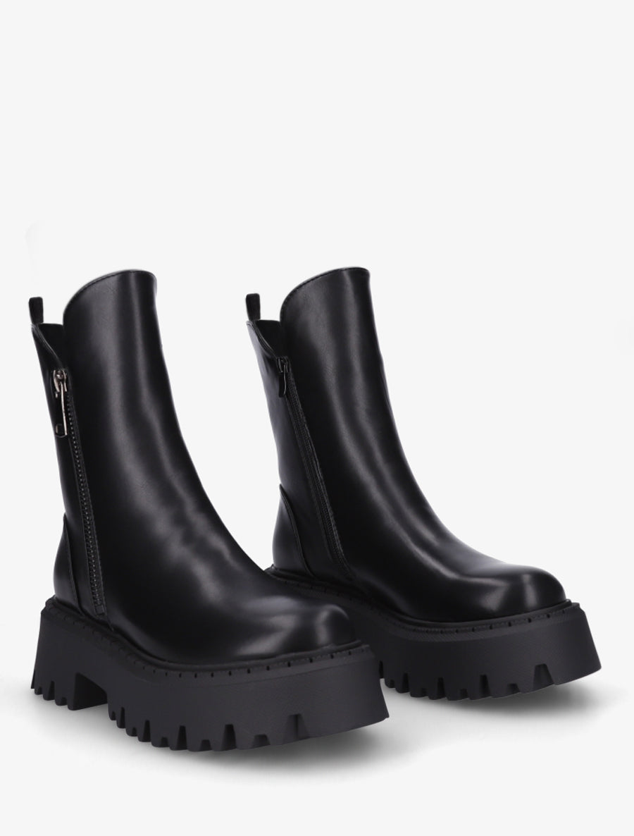 Bottines hautes à semelle crantée - Noir - 4