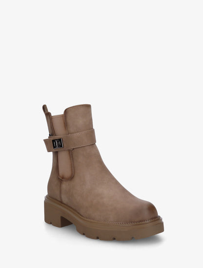 Bottines élastiquées à boucle décorative - Taupe - 2