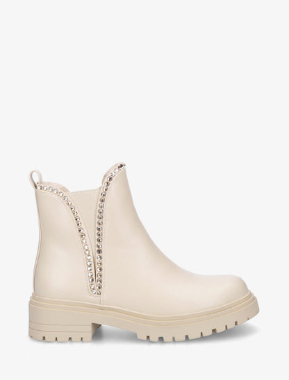 Bottines en simili à strass - Beige - 1