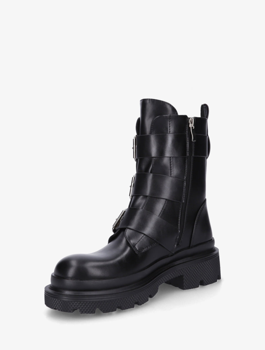 Bottines montantes à sangles et semelles crantées - Noir - 3