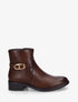 Bottines en simili à boucle métallique - Marron - 1