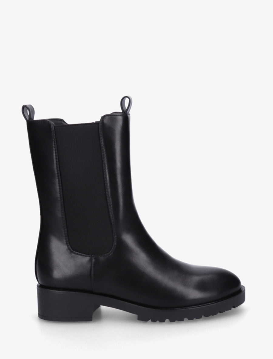 Bottines montantes en simili à cheville élastiquée - Noir - 1