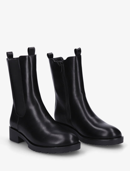 Bottines montantes en simili à cheville élastiquée - Noir - 4