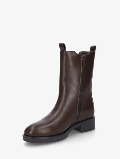 Bottines montantes en simili à cheville élastiquée - Marron - 3
