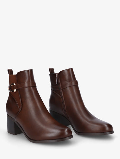 Bottines en simili à cheville élastiquée - Marron - 4
