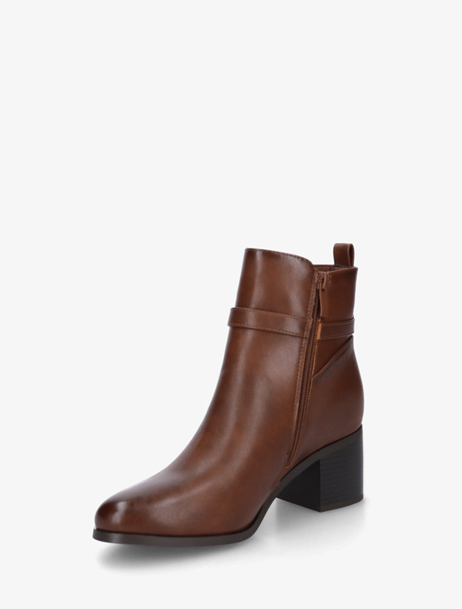Bottines en simili à cheville élastiquée - Camel - 3