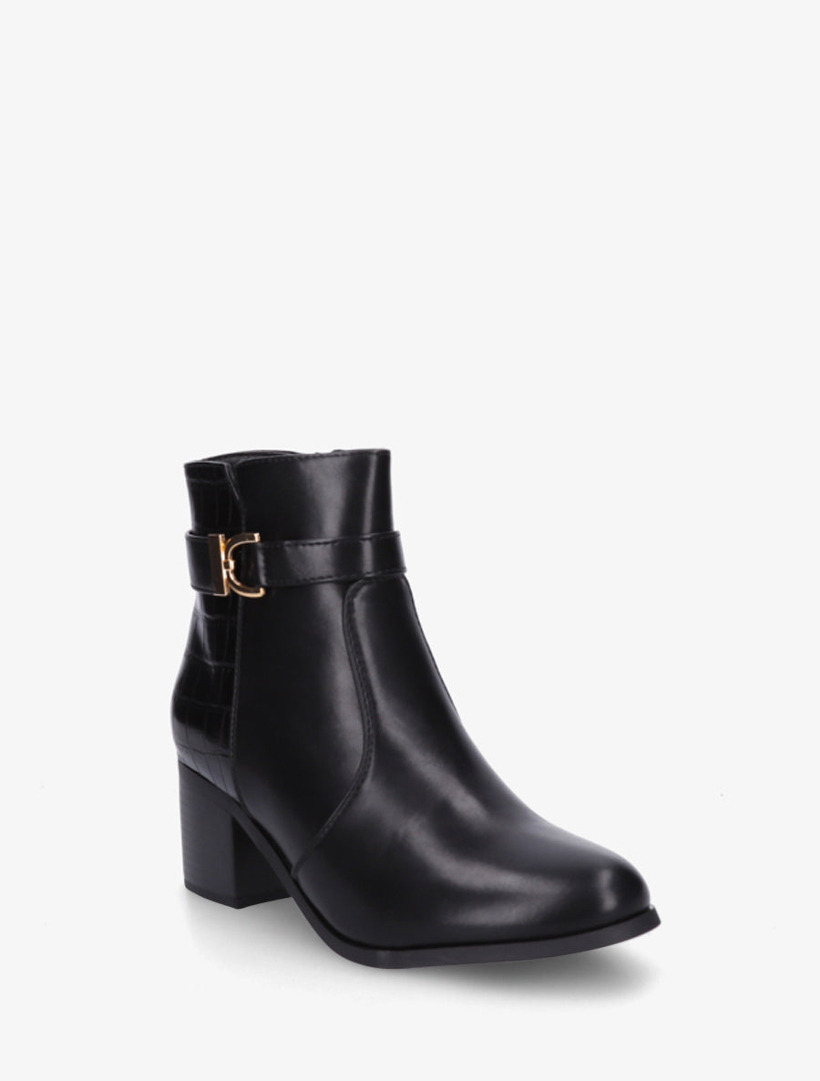Bottines à contrefort effet croco - Noir - 2