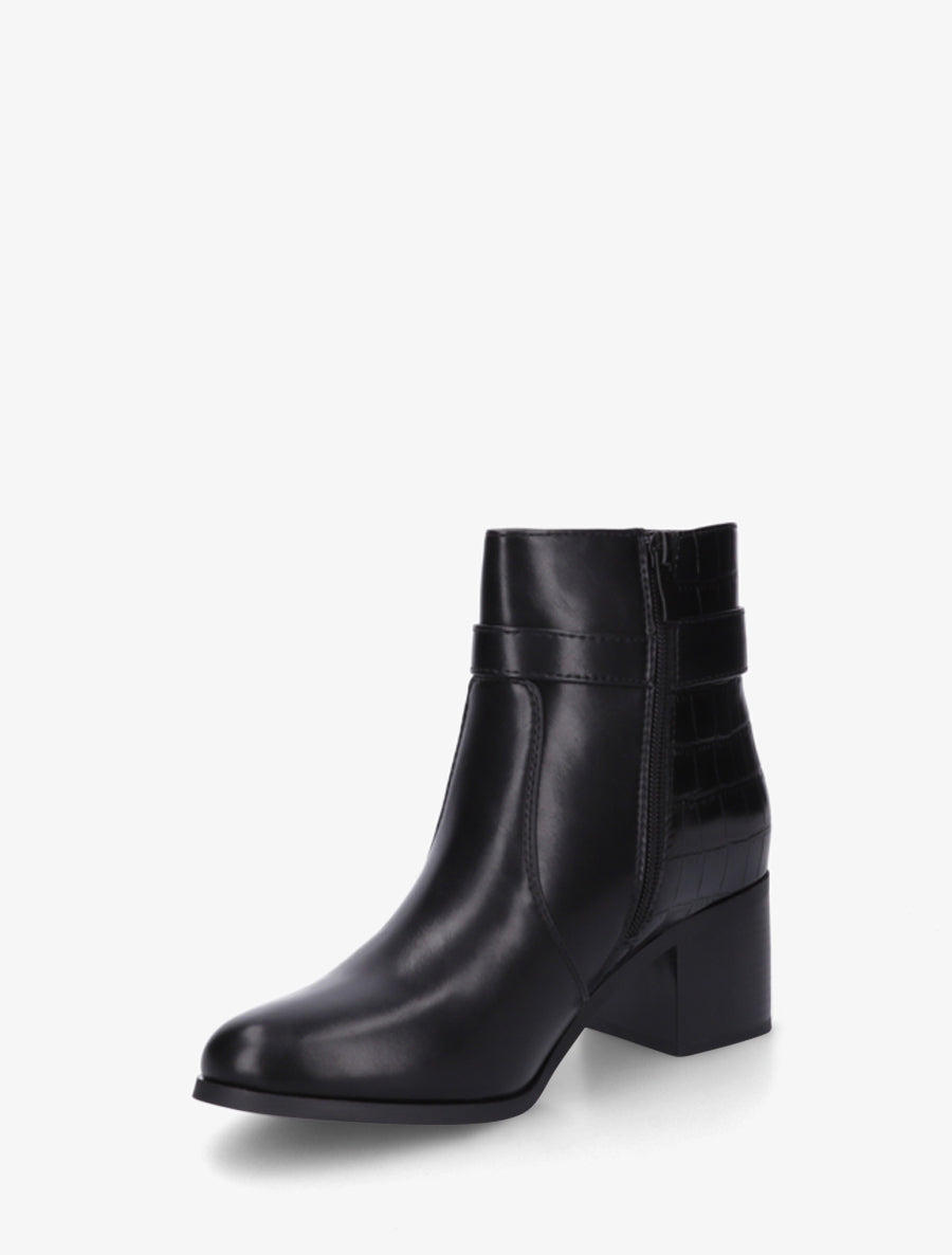 Bottines à contrefort effet croco - Noir - 3
