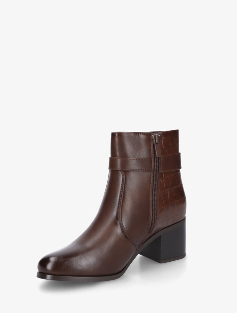 Bottines à contrefort effet croco - Marron - 3