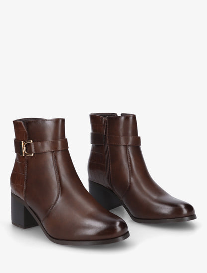 Bottines à contrefort effet croco - Marron - 4