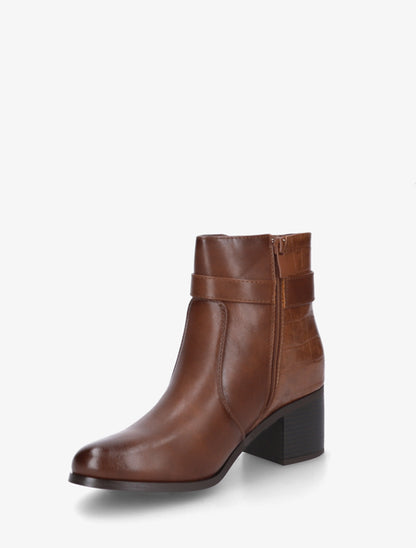 Bottines à contrefort effet croco - Camel - 3
