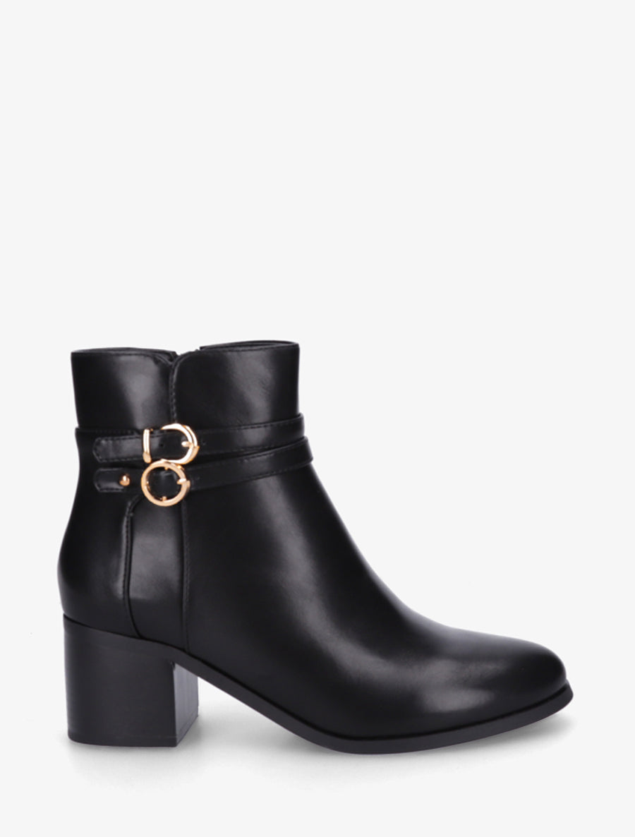 Bottines en simili à double boucles - Noir - 1
