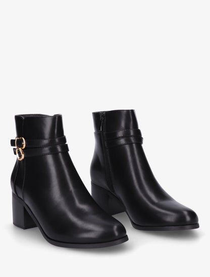 Bottines en simili à double boucles - Noir - 4