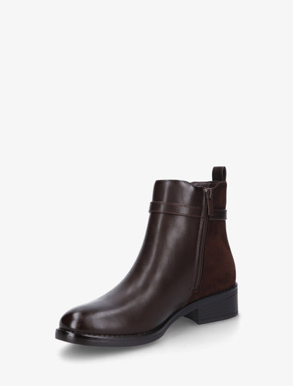 Bottines bimatière à boucle - Marron - 3