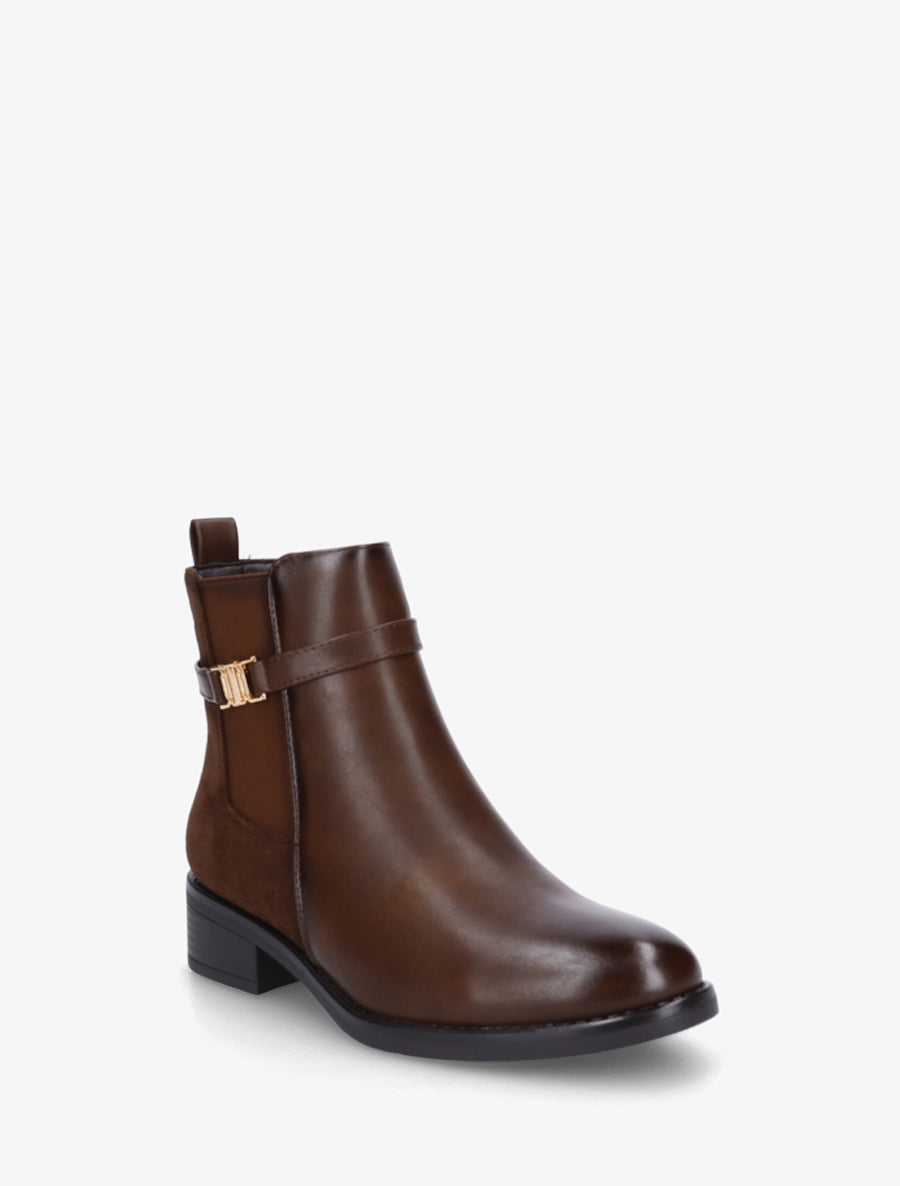 Bottines bimatière à boucle - Chocolat - 2
