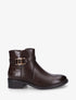 Bottines à contrefort effet croco et boucle décorative - Marron - 1