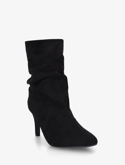 Bottines montantes en suédine effet froissé - Noir - 2