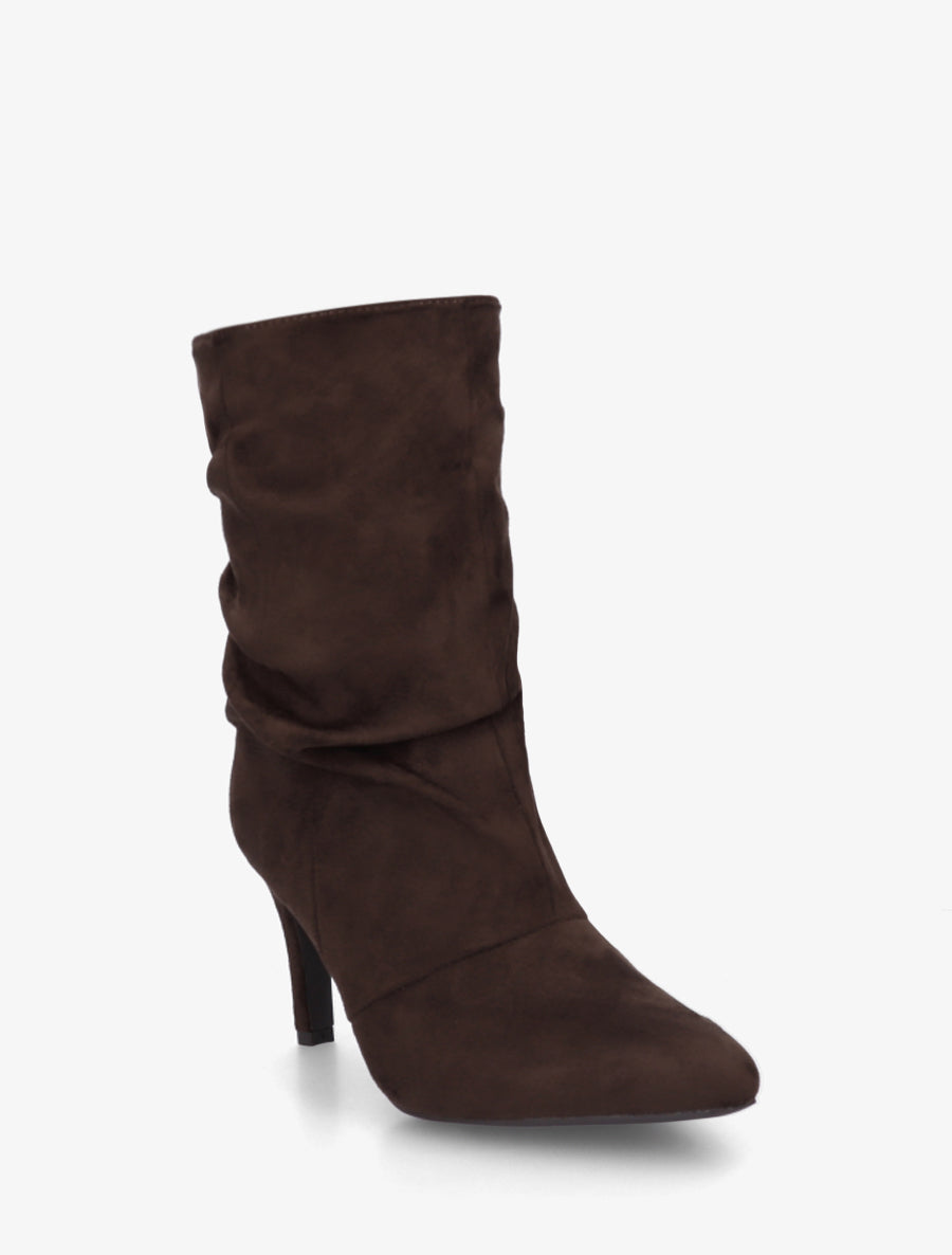 Bottines montantes en suédine effet froissé - Chocolat - 2