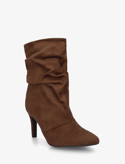 Bottines montantes en suédine effet froissé - Marron - 2