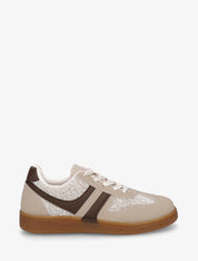Sneakers à empiècement tissu effet tweed - Taupe - 1