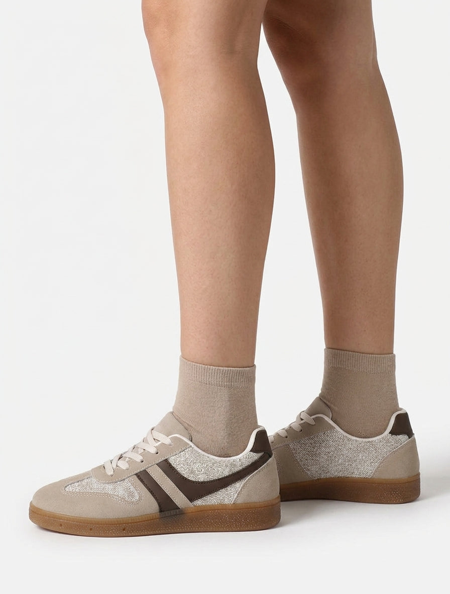 Sneakers met inzetstukken van stof met tweed-effect - Mol