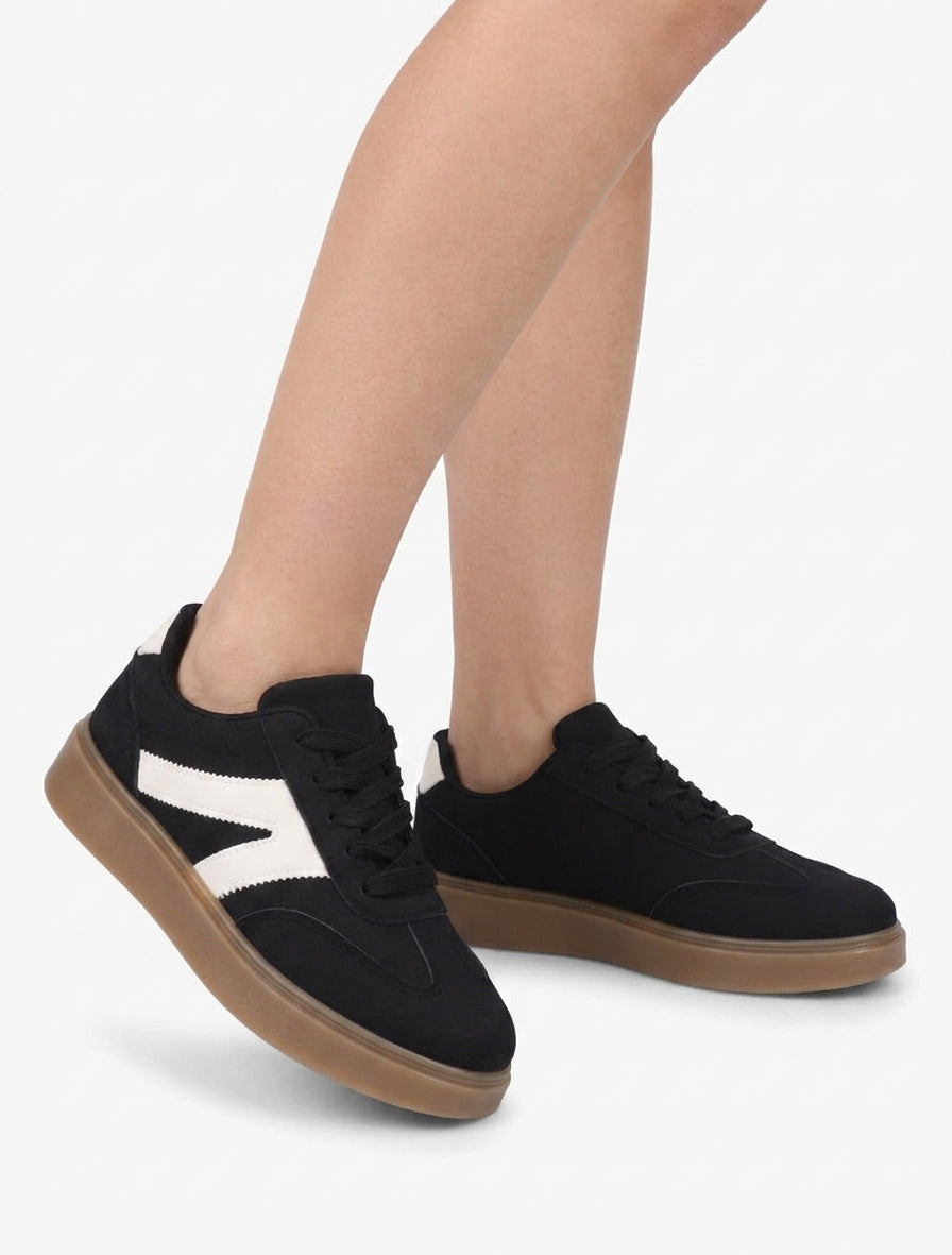 Sneakers met rubberen zool - Zwart
