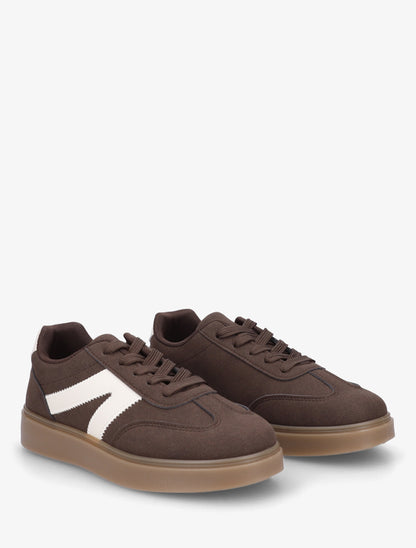 Sneakers à semelle en caoutchouc - Marron - 4