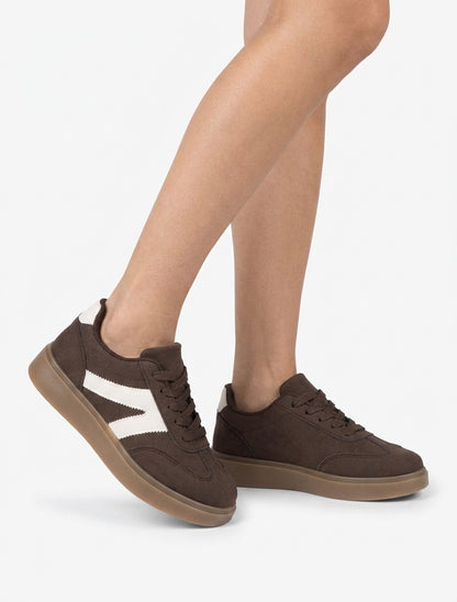 Sneakers met rubberen zool - Bruin