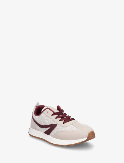 Sneakers à empiècement tissu et effet nubuck - Beige - 2