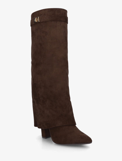 Bottes en suédine à revers - Marron - 2