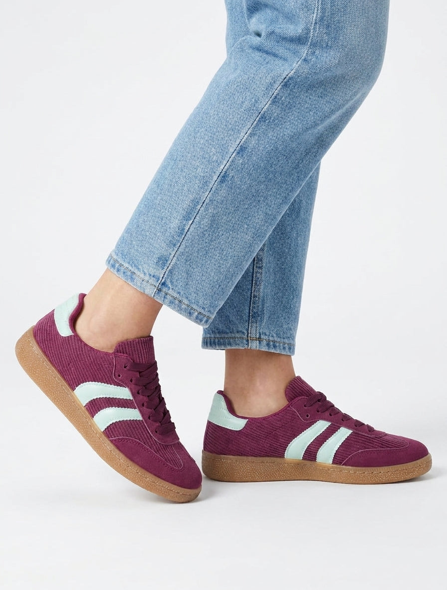 Geribbelde stoffen sneakers - Paars