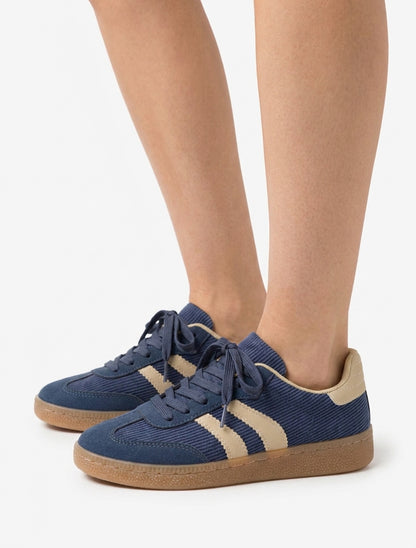 Geribbelde stoffen sneakers - Blauw