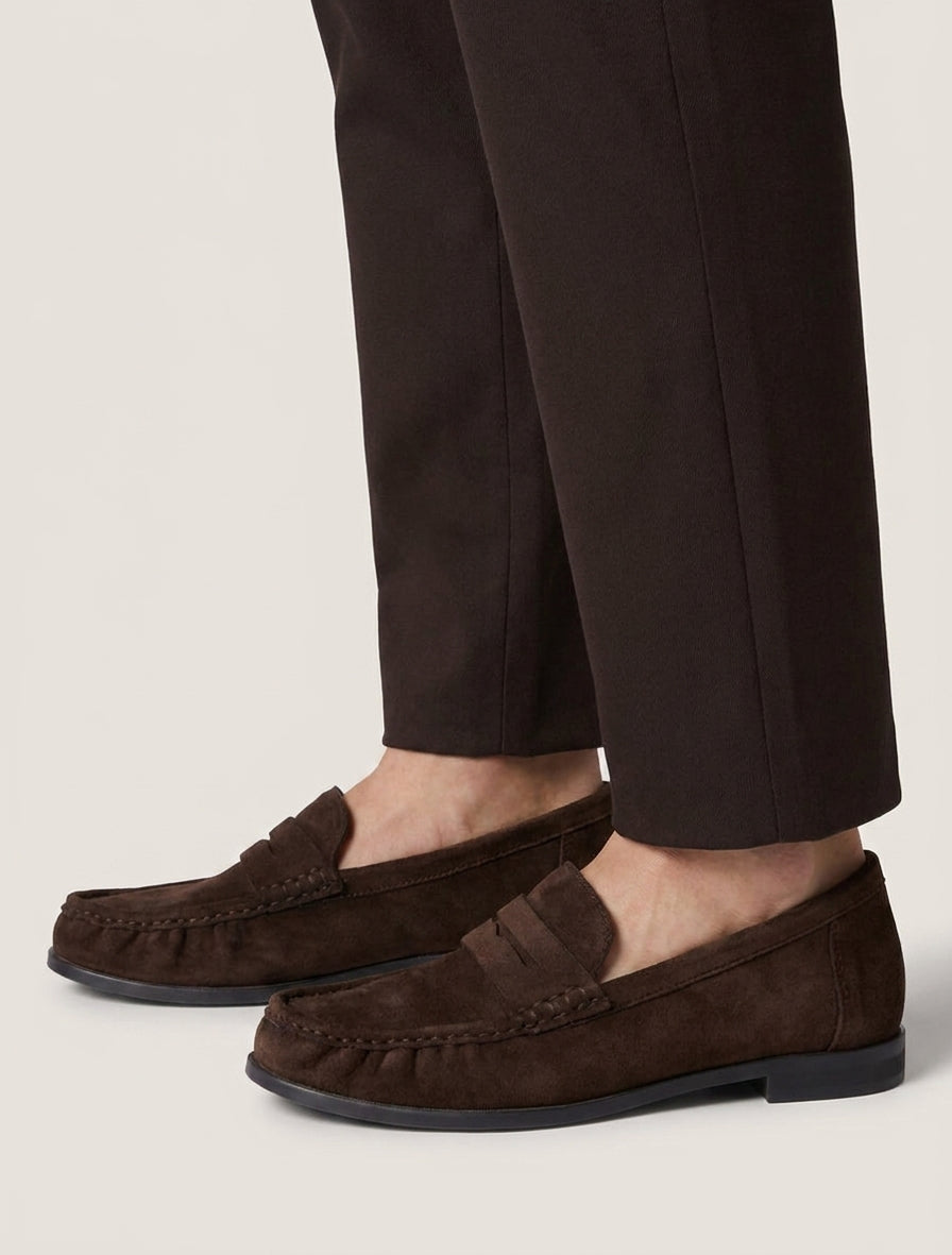 Loafers in suèdine met geplooid effect - Bruin