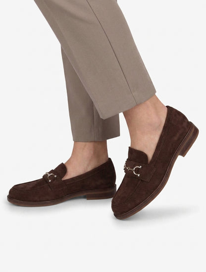 Suède mocassins met metalen gesp - Bruin