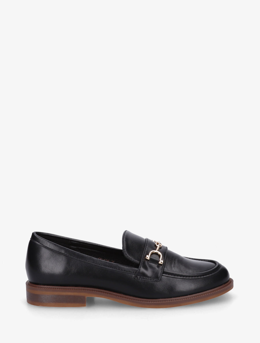 Mocassins en simili à boucle métallique - Noir - 1