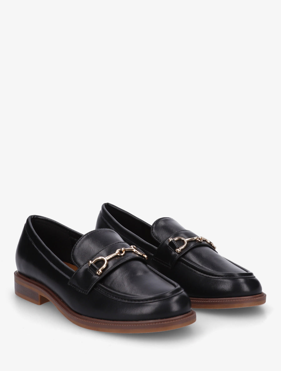 Mocassins en simili à boucle métallique - Noir - 4