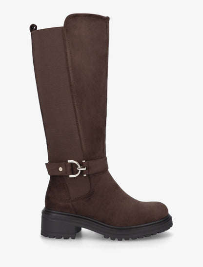 Bottes classiques élastiquées en suédine - Chocolat - 1